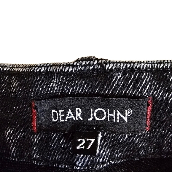 DEAR JOHN SUPER HIGH RISE OLIVIA RAW HEM BLACK ACID WASH SKINNY JEAN•Size 27•NWT - Picture 4 of 12